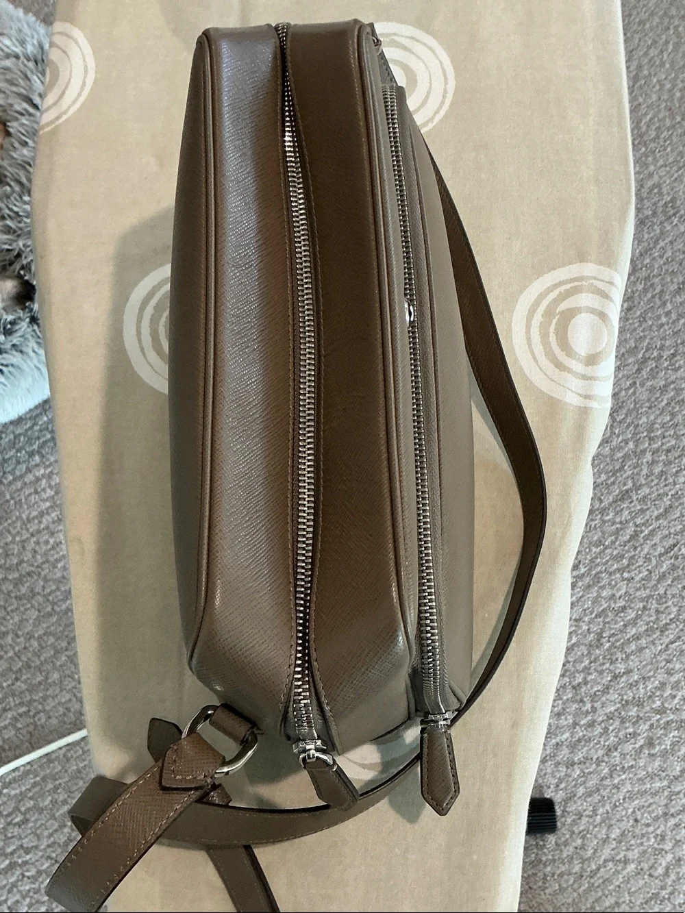 Mont Blanc Taupe Brown Satorial Leather Messenger Bag